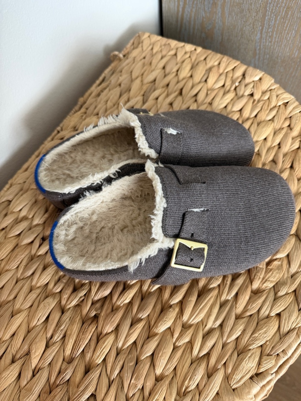 Rothy’s Cozy Faux-Sherpa Lined Slip-On Clogs - Brown